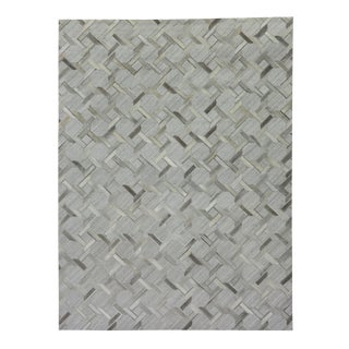 Dover Patchwork Leather/Viscose Ivory/Gray Rug-5'x8 For Sale