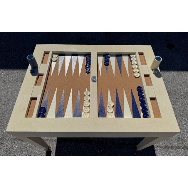 An extraordinary and rare find for collectors and design aficionados — this authentic real shagreen backgammon table by...