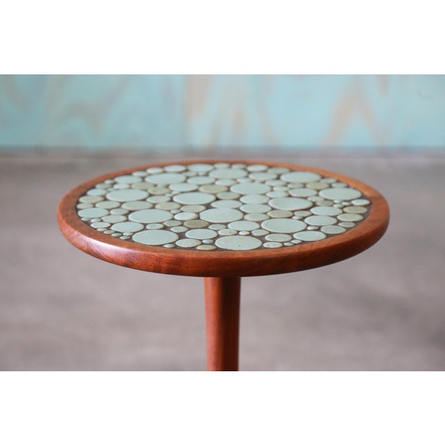 1960s Attributed Jane and Gordon Martz Teal Coin Tile Side Table For Sale - Image 6 of 9
