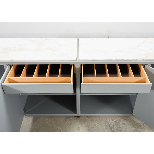Tommi Parzinger Lacquer Marble Top Sideboard Credenza 10 Ft For Sale - Image 11 of 18