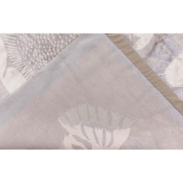 Silver Modern Tibetan 'Lily Design II' Silk Rug by Doris Leslie Blau For Sale - Image 8 of 8