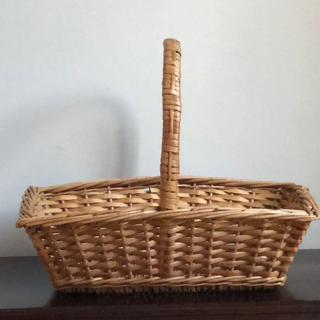 Tan Vintage French Country Style Gathering Basket For Sale - Image 8 of 11