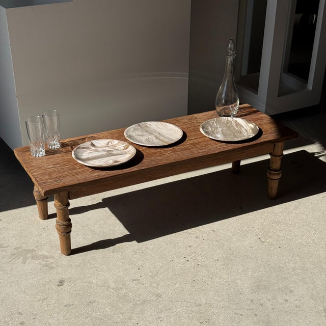 Brutalist Light Beige Petrified Wood Circular Tray, 1980s For Sale - Image 3 of 8