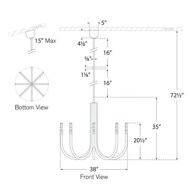 Modern Kelly Wearstler for Visual Comfort Signature Rousseau Medium Chandelier in Antique-Burnished Brass with Etched Crystal For Sale - Image 3 of 3