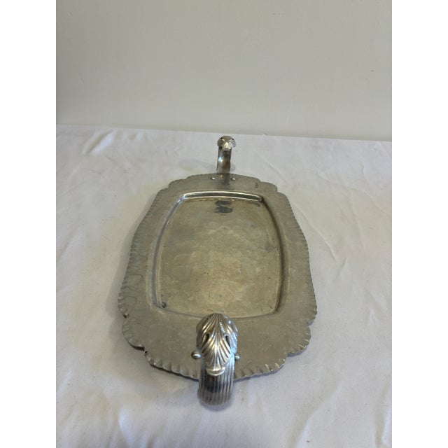 A refined vintage find for the serious collector of hand-wrought metalware — this Continental Silverlook tray features a...
