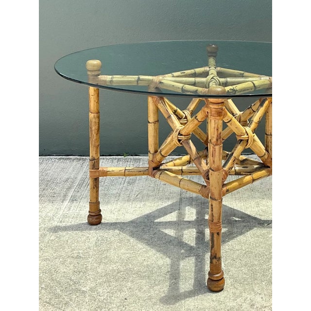 Vintage Bamboo and Glass Dining Table For Sale - Image 4 of 12
