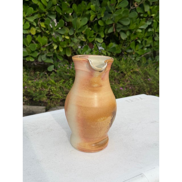 Brown Vintage Handcrafted Studio Pottery Glazed Pitcher For Sale - Image 8 of 11