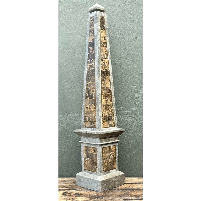 Vintage Monumental Tessellated Stone Obelisk For Sale In West Palm - Image 6 of 12