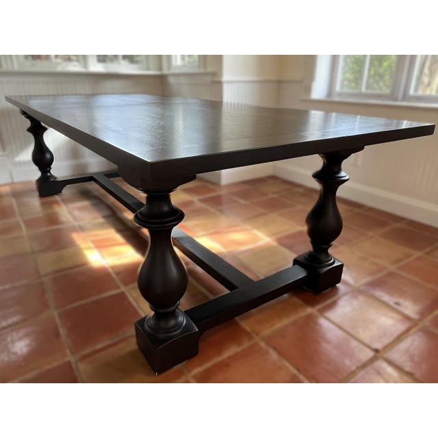 Wood Restoration Hardware 8-10 Person Dining Room Table & Chair Set of 9 For Sale - Image 7 of 15