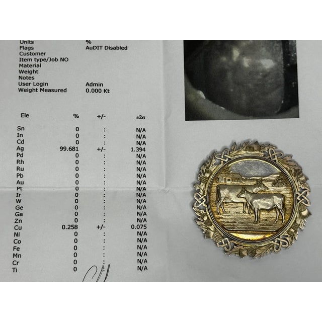 19th Century Scottish Silver Agricultural Prize Medal Ayrshire Cow & Calf Bull With Original Case For Sale - Image 14 of 18