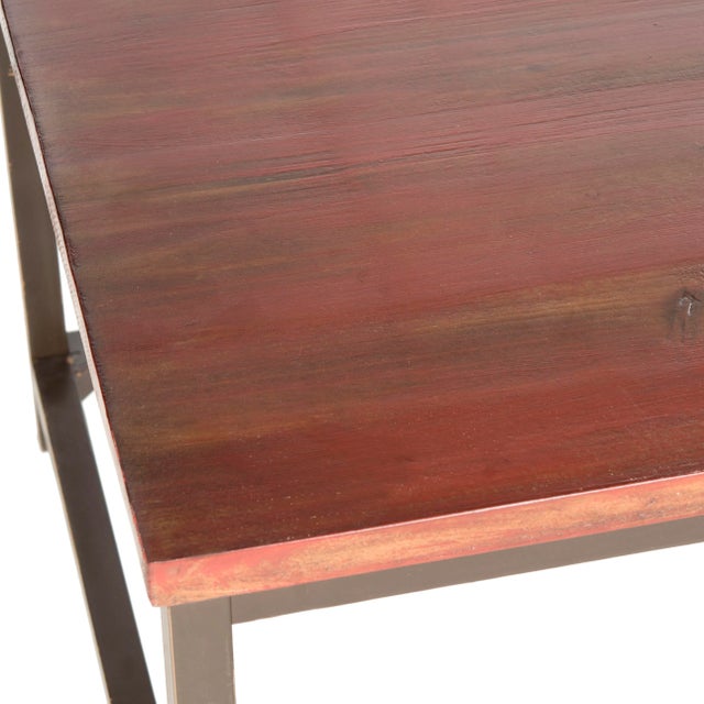 Modern Rustic Coffee Table in Distressed Red Barn For Sale - Image 3 of 5
