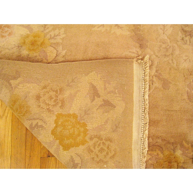 Textile Vintage Chinese Art Deco Oriental Rug, in Gallery Size, W Flowers and Ivory Tone For Sale - Image 7 of 7