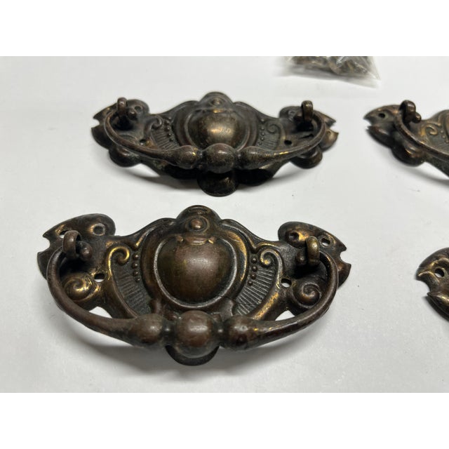 Art Nouveau Antique French Drawer Pulls Set/4 For Sale - Image 3 of 4