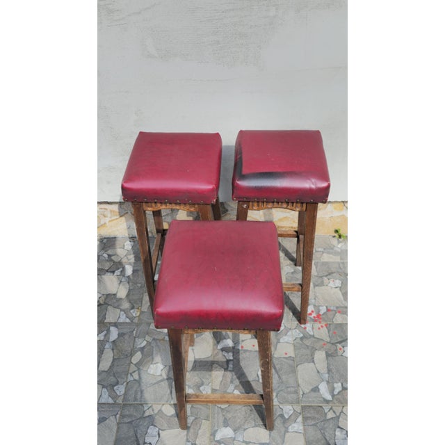 Vintage Wooden Stool, 1970s For Sale - Image 4 of 8