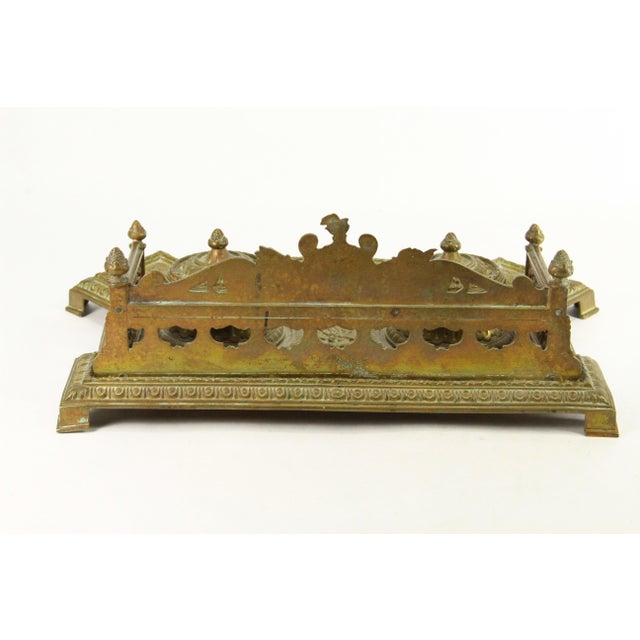 Metal 19th C. Neo-Classical Belle Epoque Ornate Bronze Double Inkwell, French For Sale - Image 7 of 18
