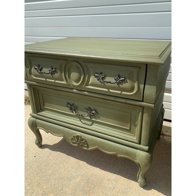 French Provincial Nightstands Set Vintage Shabby Chic Storage Tables For Sale - Image 10 of 10