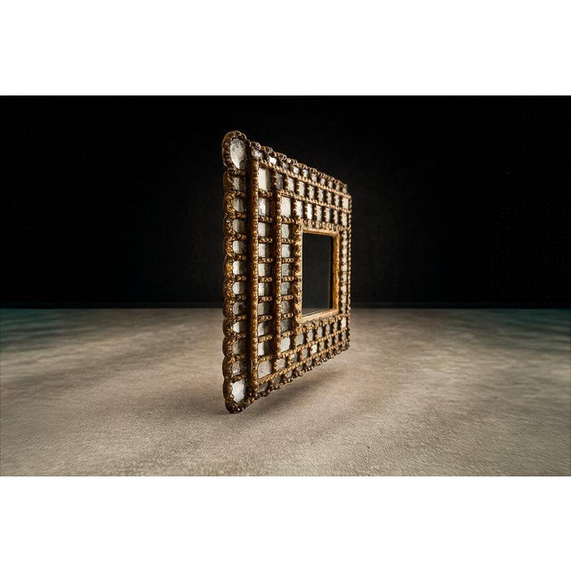 Gold Peruvian Baroque Rectangular Sunburst Mirror, 1890-1920s, Unknown For Sale - Image 8 of 13