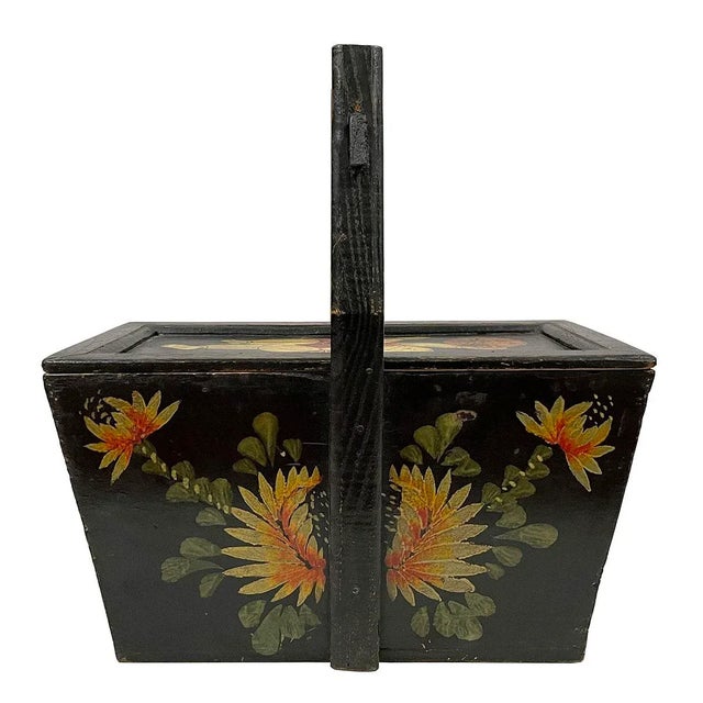 Black Antique, Chinese Hand Painted Meal Delivery and Lunch Box For Sale - Image 8 of 9