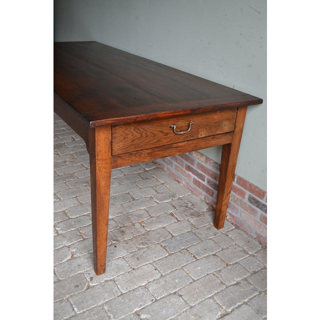 Antique Oak Dining Table with 3 Drawers For Sale - Image 7 of 9