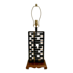 Mid Century Mahogany Abacus Lamp