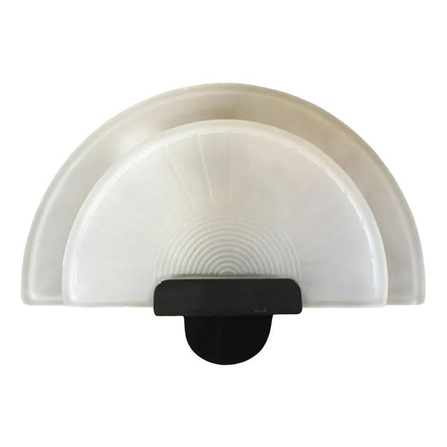 Postmodern Black Metal and Satin Glass Wall Light, Italy, 1980s For Sale