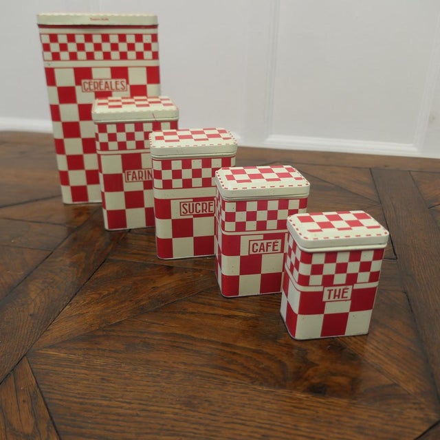 Vintage French Food Canisters, 1950, Set of 5 For Sale - Image 4 of 10