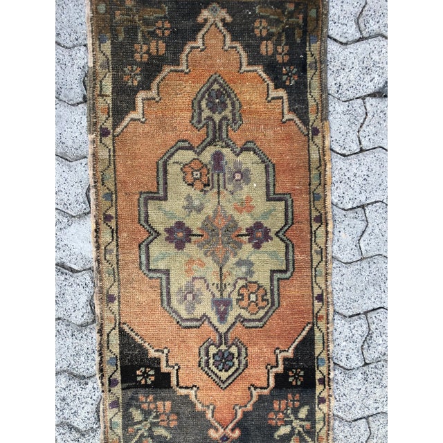 1960s Distressed Handmade Wool Door Rug For Sale - Image 5 of 6