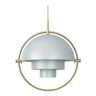 Louis Weisdorf 'Multi-Lite' Pendant Lamp in Sea Gray and Brass For Sale