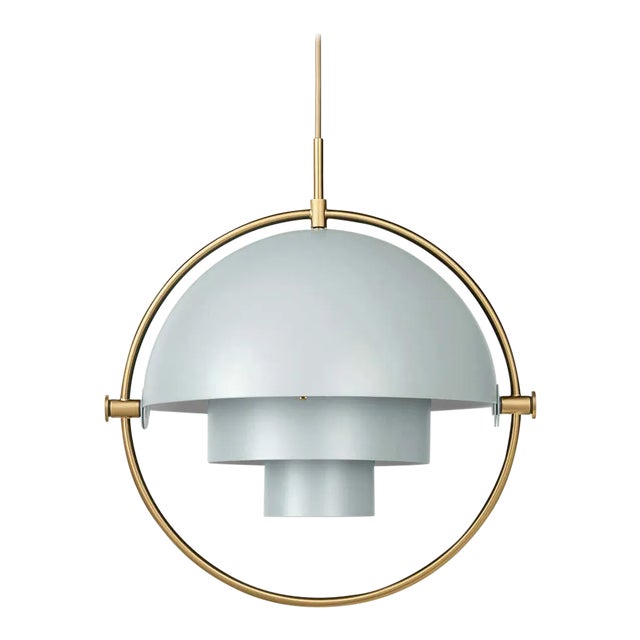 Louis Weisdorf 'Multi-Lite' Pendant Lamp in Sea Gray and Brass For Sale