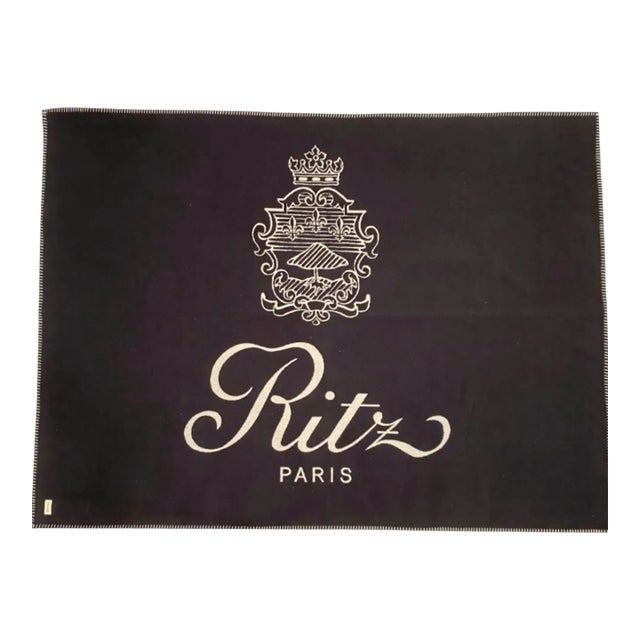 Ritz Paris Hotel X Frame Blanket Navy Blue Cashmere Wool For Sale