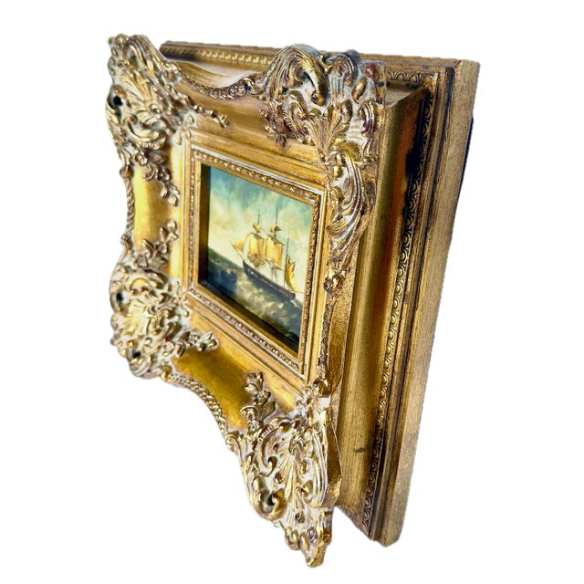 A striking signed mid-century maritime oil painting on wood (c. 1968) by the noted 20th-century marine artist B. James,...