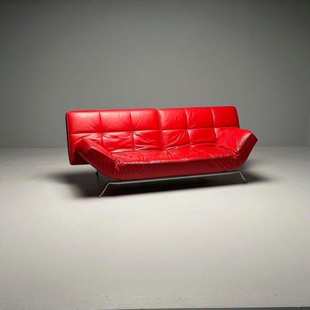 Pascal Mourgue, Ligne Roset, Smala Adjustable Daybed, Sofa, Red Leather
