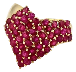 LeVian Ruby 14k Yellow Gold v Design Cluster Ring, Size 10