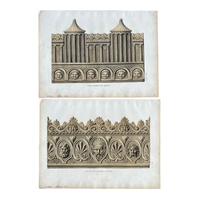 1852 Antique Neoclassical Frieze Engravings - a Pair For Sale