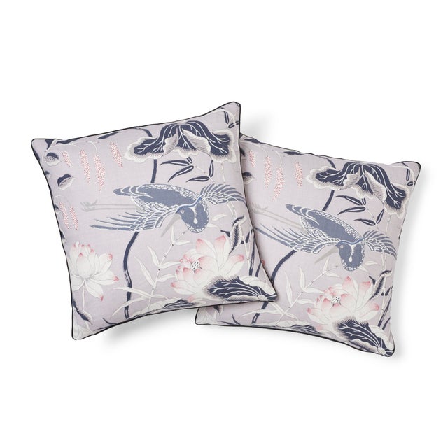 Schumacher Schumacher Lotus Garden Pillow in Lilac For Sale - Image 4 of 6