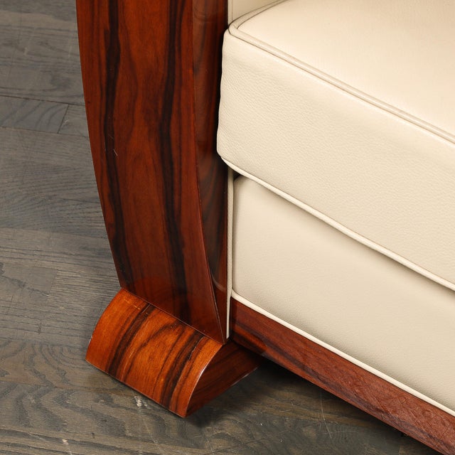 Pair of Art Deco Club Chairs in Palisander & Edelman Cream Leather For Sale - Image 4 of 18