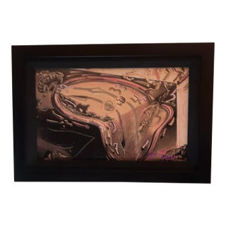 Daniel Fuentes (Ringo 4u2c) Original Mixed Media Screen Print “Melting Clocks” For Sale