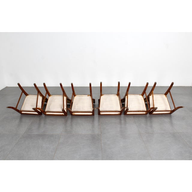 Mid-Century Italian Wood and Yellow Fabric Chairs, 1960s, Set of 6 For Sale - Image 15 of 16