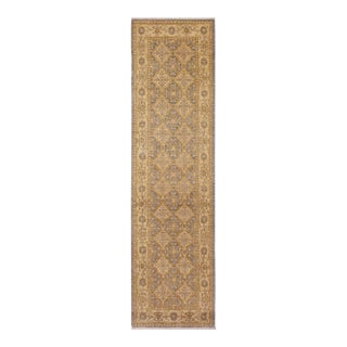 Boho Chic Ziegler 1990'sGray/Gold Wool Runner Rug- 2'9'' X 9'5'' For Sale