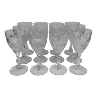 Large Crystal Glasses with Moselle Pattern from Saint Louis, 1930s, Set of 12 For Sale