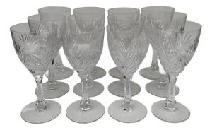 Large Crystal Glasses with Moselle Pattern from Saint Louis, 1930s, Set of 12