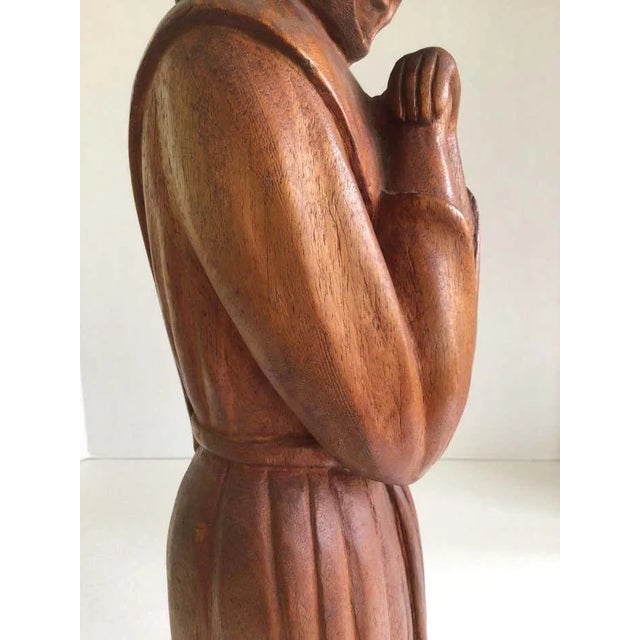 1960s Carved Wood Sculpture of Monk or Friar Wearing Robe For Sale - Image 11 of 12