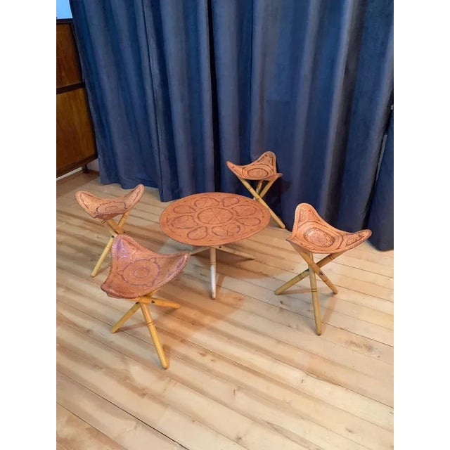 Safari Stools & Table Set, 1970s, Set of 5 For Sale - Image 11 of 16