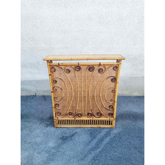 Wood Large Italian Modern Bamboo and Rattan Radiator Cover by Franco Albini, 1960s For Sale - Image 7 of 17