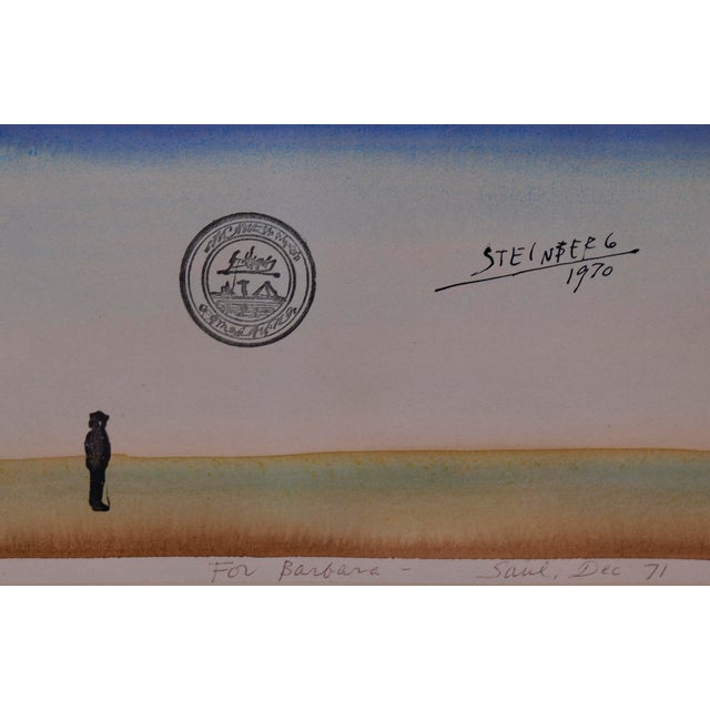 Saul Steinberg (1914-1999, American) Postcard Style Watercolor Landscape Painting For Sale In San Francisco - Image 6 of 7
