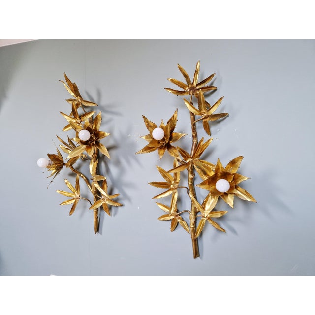 Large Brass Wall Sconces from Maison Jansen, 1960s, Set of 2 For Sale - Image 12 of 18