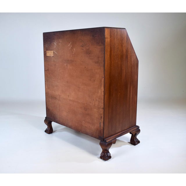 Brown Chippendale Mahogany Secretary Slant Top Desk, 1920's For Sale - Image 8 of 16