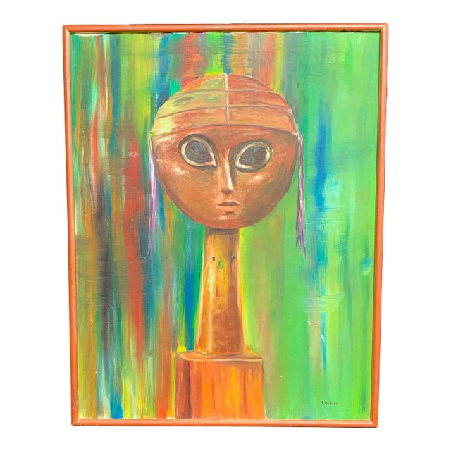 1970s F. Dedman Acrylic Figure Still Life Painting For Sale