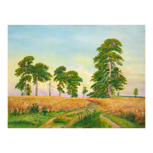 Mid Century Fields of Wheat Landscape by Genevieve Rogers