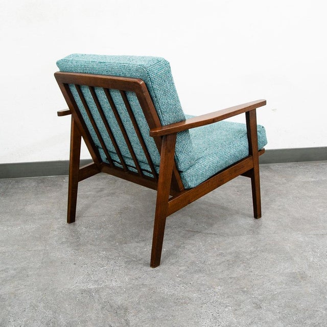 Mid-Century Modern Mid Century Danish Modern Lounge Chair Armchair Blue Aqua Arms MCM Denmark Japan For Sale - Image 3 of 12